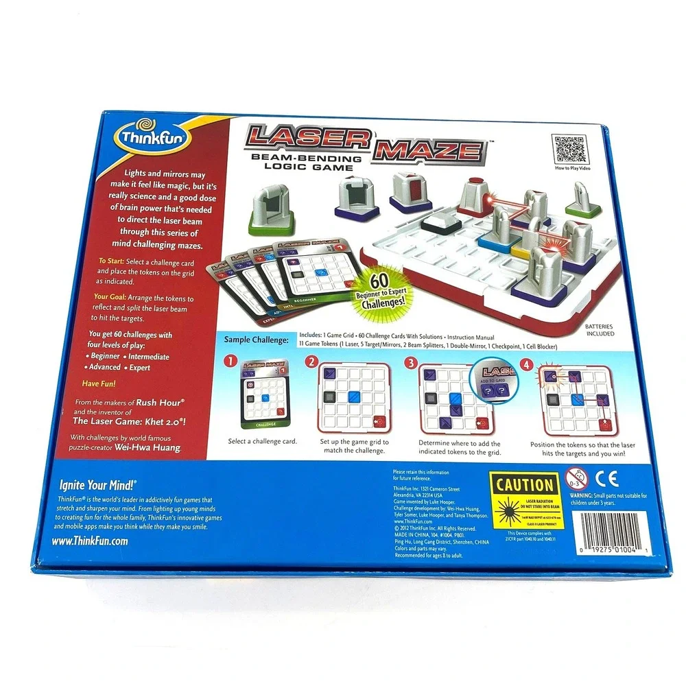 ThinkFun Laser Maze Beam Bending Logic Game 60Challenges Single Play Brainteaser